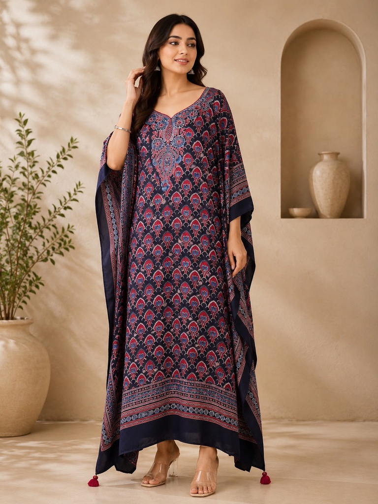 Premium Ajrakh Silk Kaftans 4801
