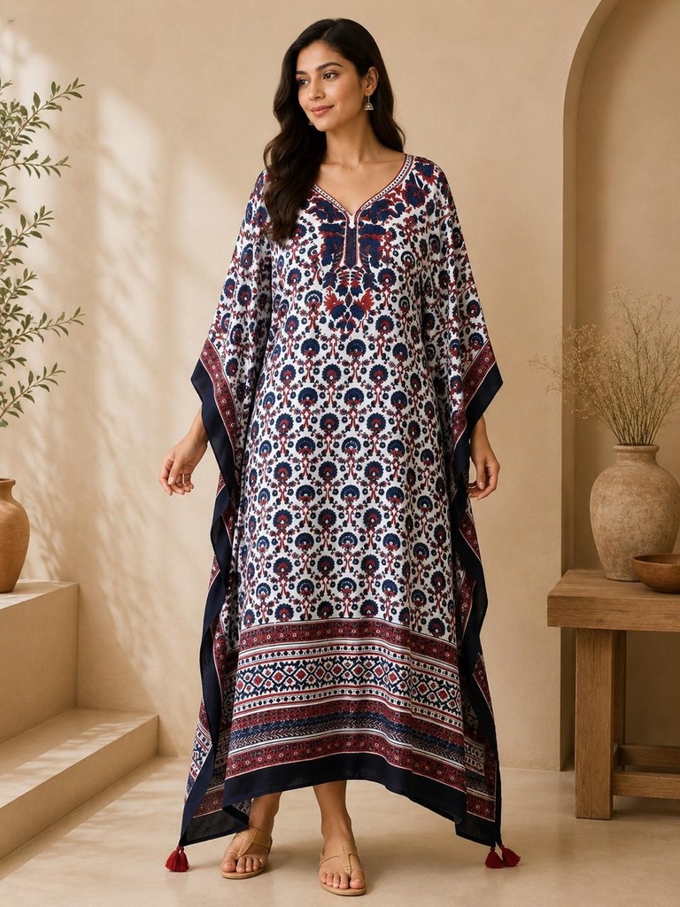 Premium Ajrakh Silk Kaftans 4801
