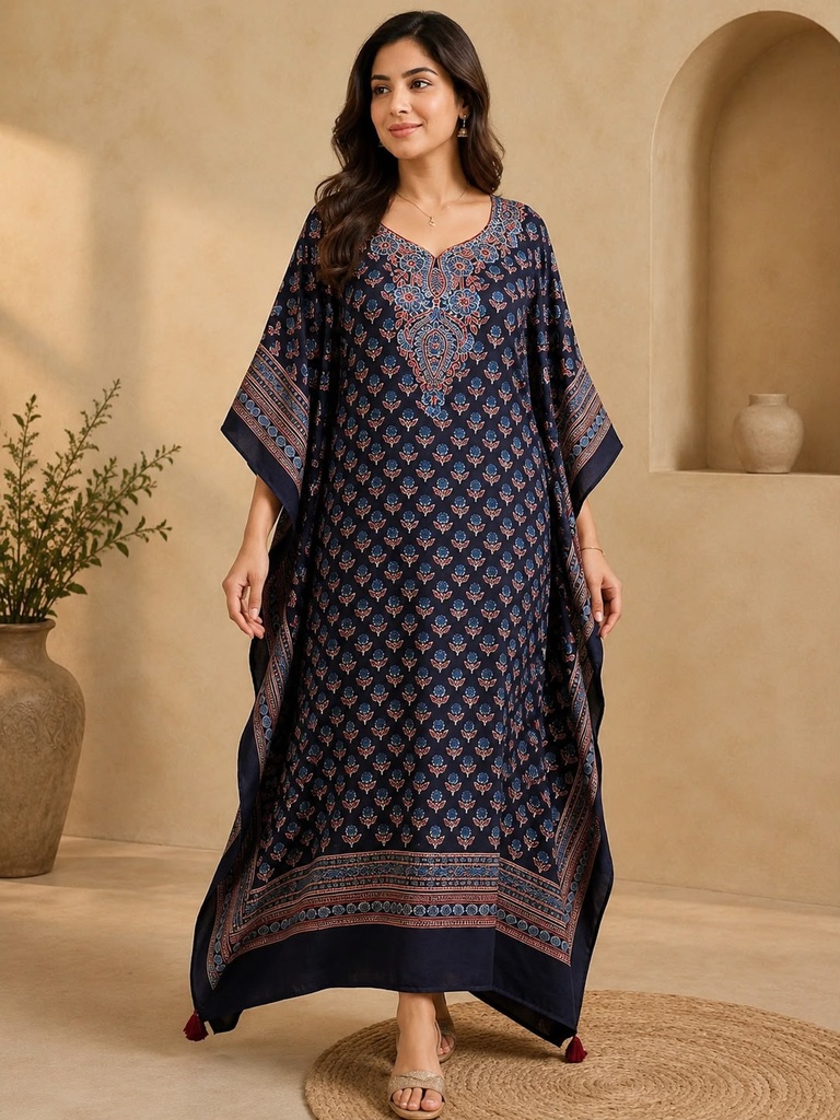 Premium Ajrakh Silk Kaftans 4801
