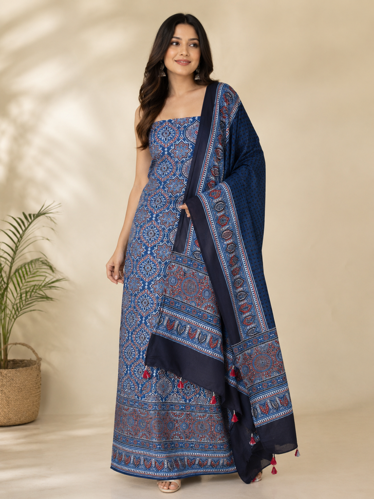 Premium Ajrakh Cotton Suit 5025