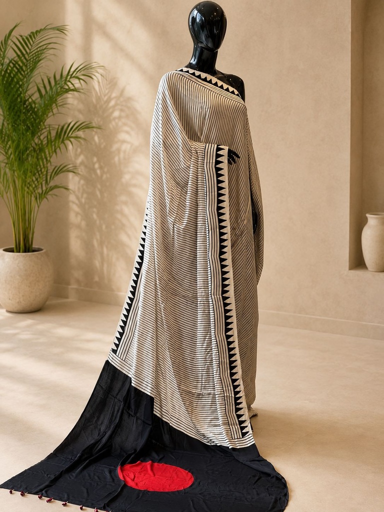Ajrakh Modal Silk Sarees 4243