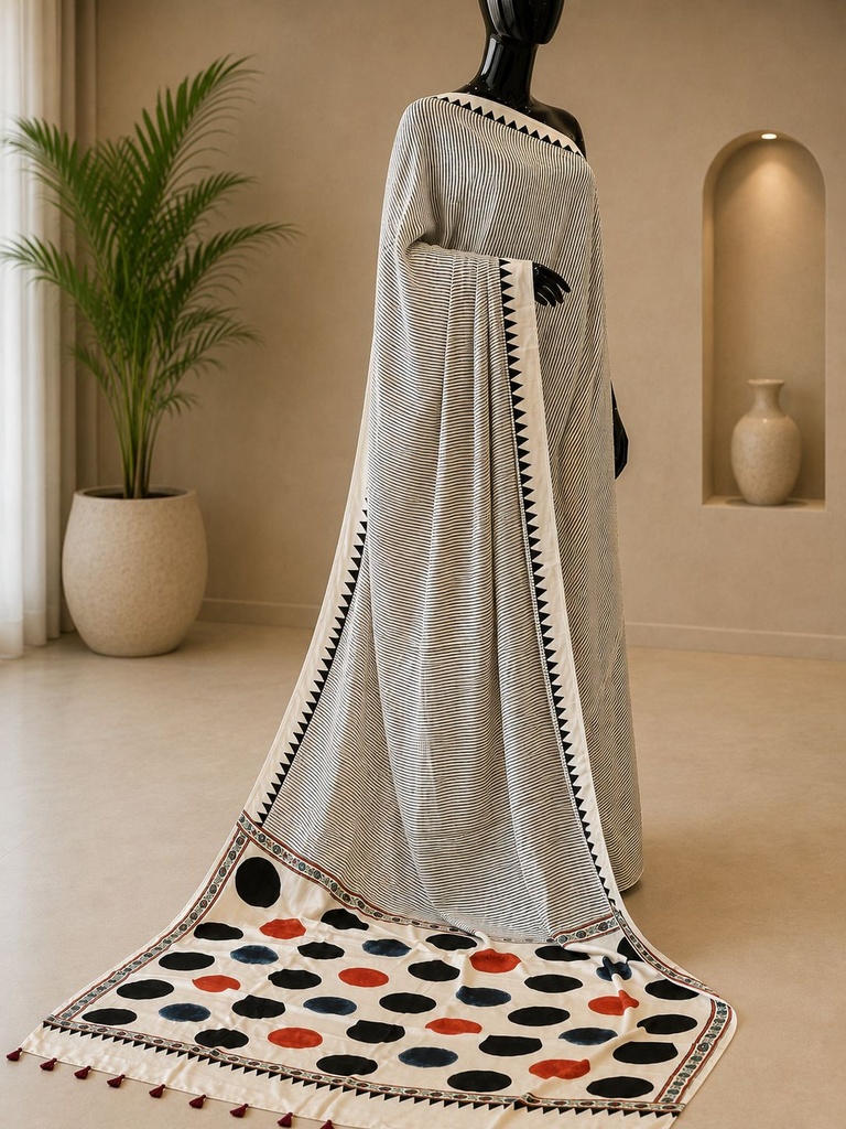 Ajrakh Modal Silk Sarees 4243