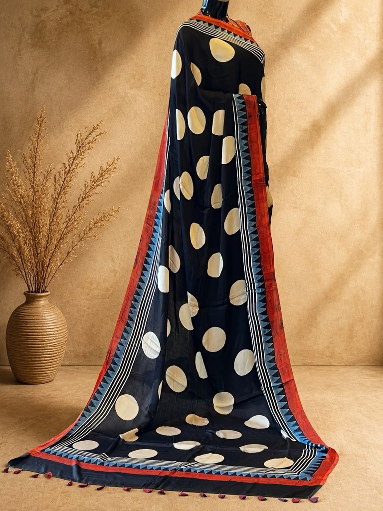 Ajrakh Modal Silk Sarees 4243
