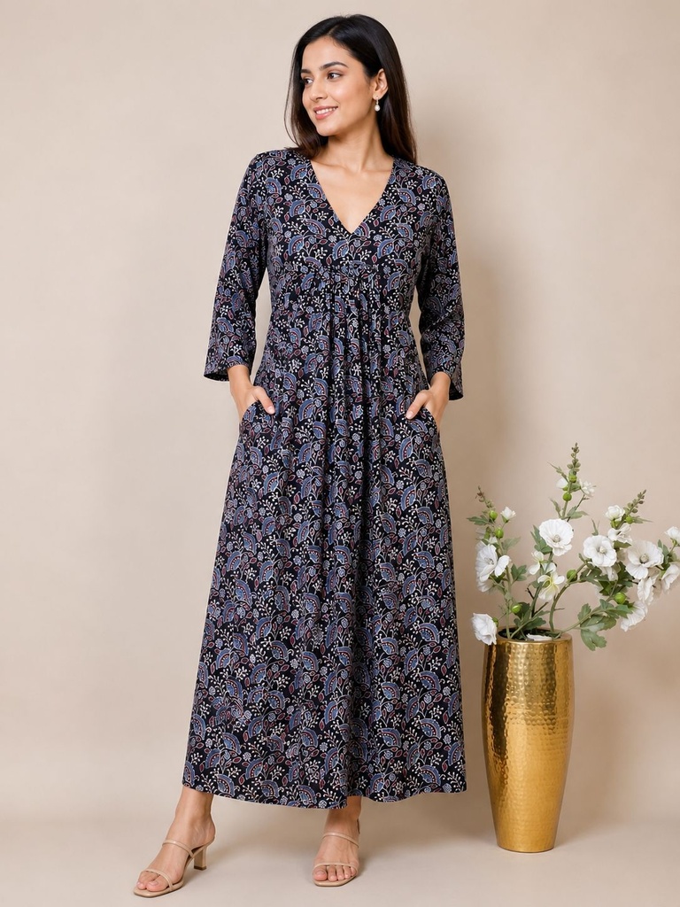 Ajrakh Cotton Aline Kurti 5028