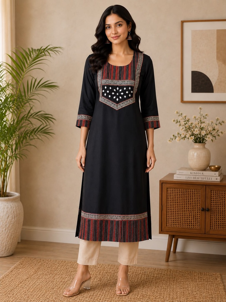 Ajrakh Mashru Silk Kurti 5053