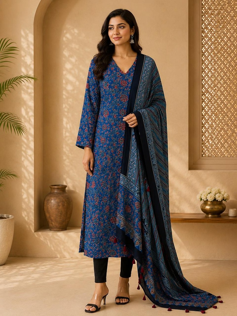 Ajrakh Modal Kurti Set 5012