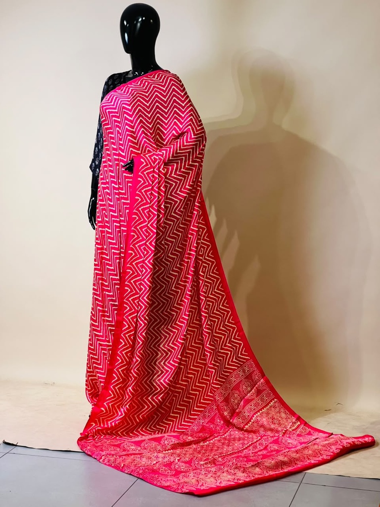 Ajrakh Semi Modal Silk Sarees 5018