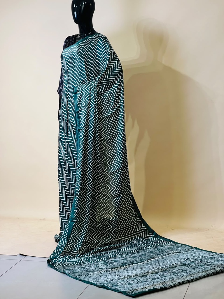 Ajrakh Semi Modal Silk Sarees 5018