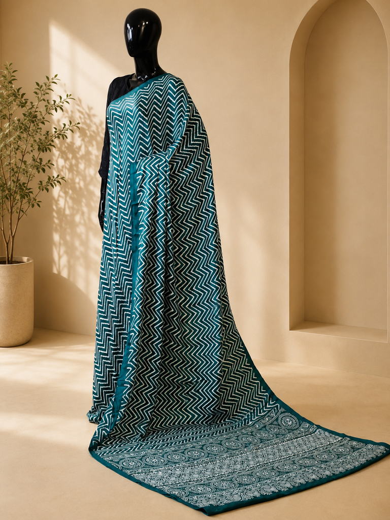 Ajrakh Semi Modal Silk Sarees 5018