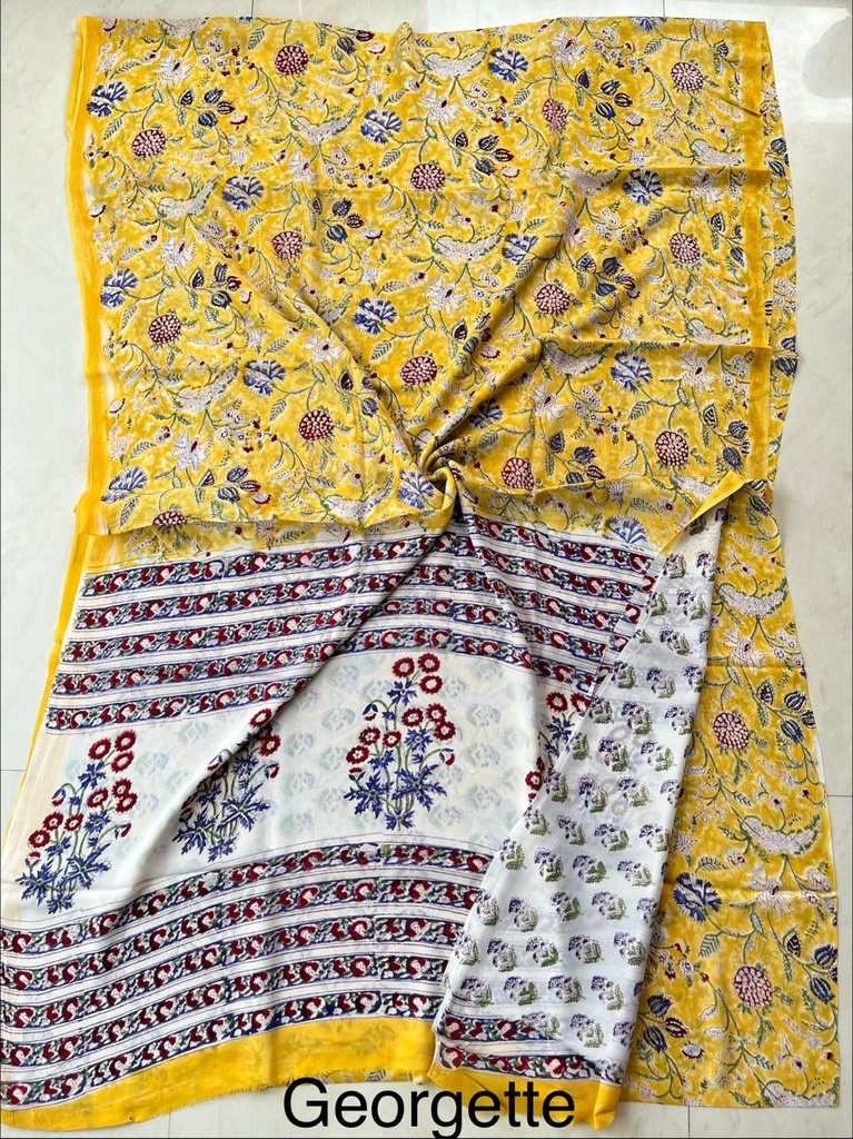 Block Printed Georgette Sarees 5014