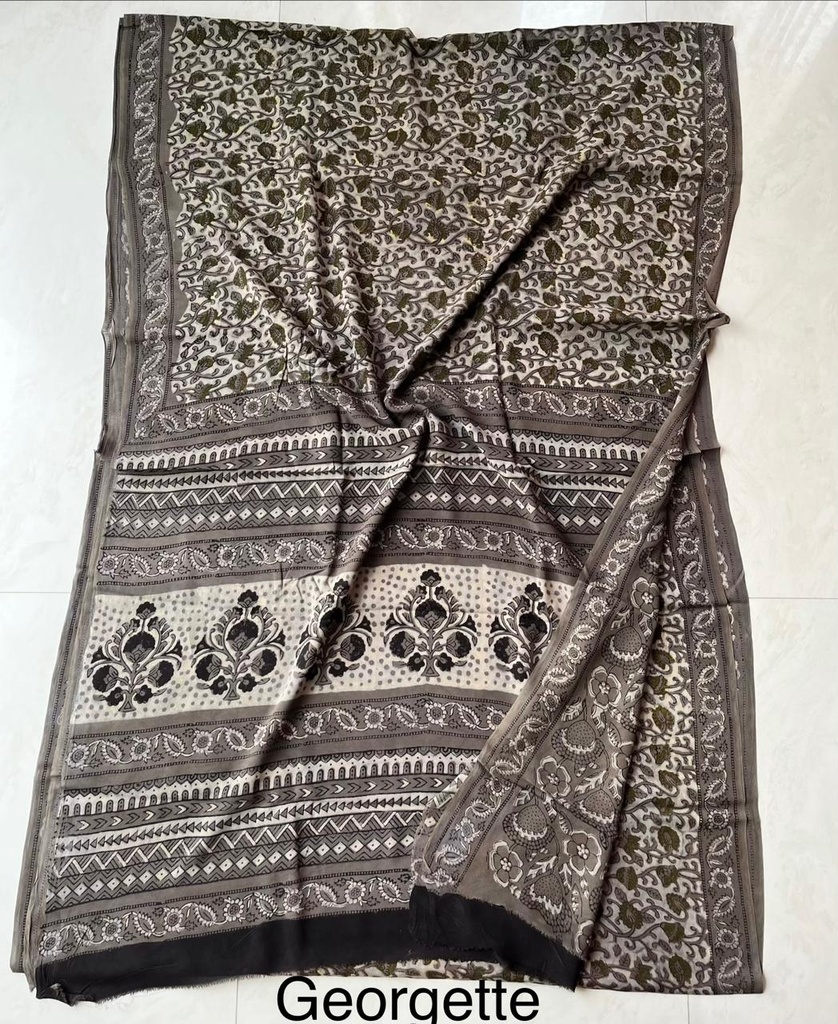 Block Printed Georgette Sarees 5014