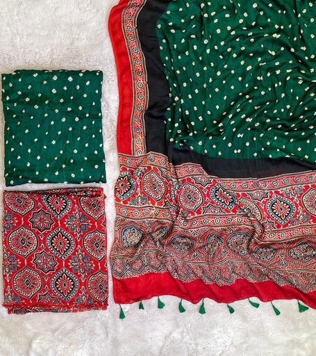 [SUVV] Ajrakh Bandhani silk suit 5012