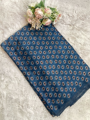 [CFAZ] Ajrakh Handblock Printed Mashru Silk Fabric 4215