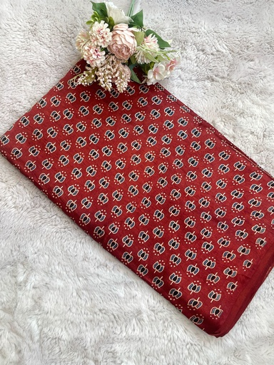 [CFAZ] Ajrakh Handblock Printed Mashru Silk Fabric 4215