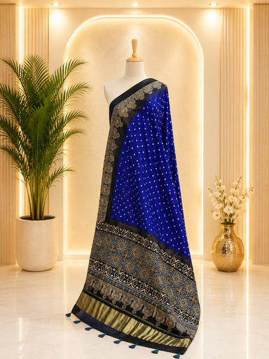 [DUMLK] Ajrakh Bandhani Modal Silk Dupatta 4564