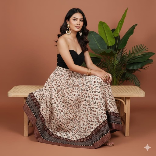 [SKKH] Ajrakh Cotton Skirts 4556