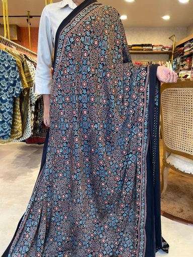 [SAMT] Premium Ajrakh Modal Silk Saree 5033