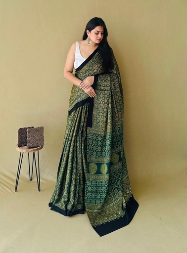 [SAMLK] Premium Ajrakh Modal Silk Sarees 4243