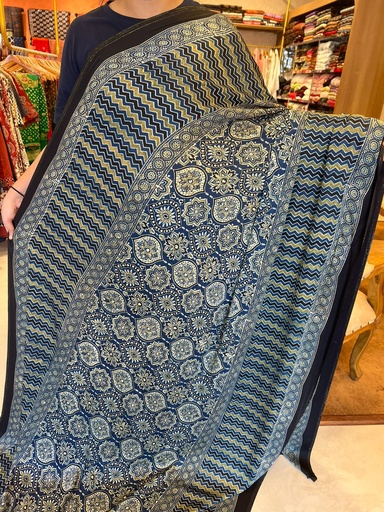 [SAMLK] Premium Ajrakh Modal Silk Saree 5033