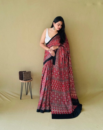 [SAMLK] Premium Ajrakh Modal Silk Sarees 4243