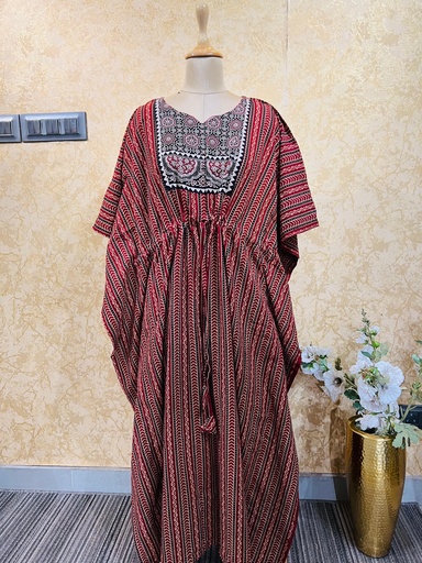 [KAKH] Ajrakh Cotton Long Kaftan 5053