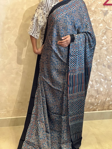 [SAMLK] Premium Ajrakh Modal Silk Sarees 4243