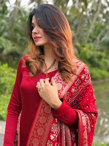 [SUMHK] Ajrakh Dola Silk Dupatta Suits 5048