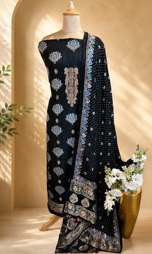 [SUMJ] Ajrakh Dola Silk Top and Dupatta 5048