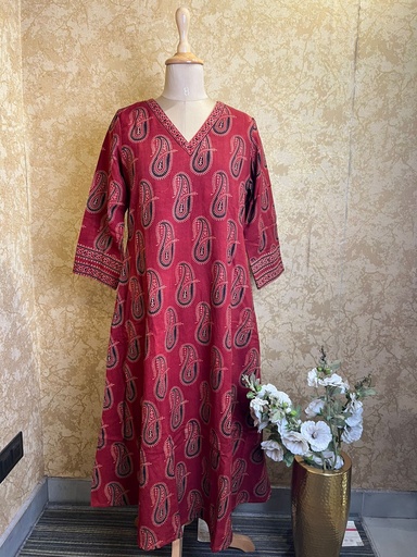 [KUEZ1690] Ajrakh Cotton Aline Kurtis 5055