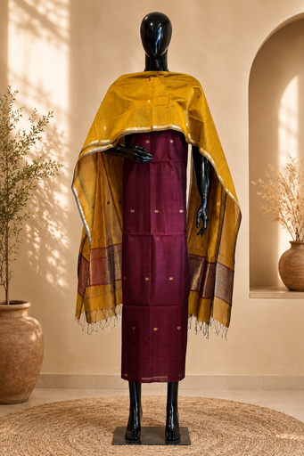 [SUZH4650] Maheshwari Silk Cotton Suits 5025