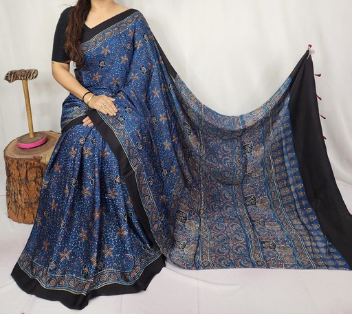 [SAKS] Ajrakh Modal Silk Saree 5033