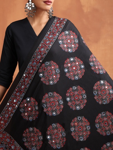 [DUVD4650] Ajrakh Handwork Silk Dupatta 5035