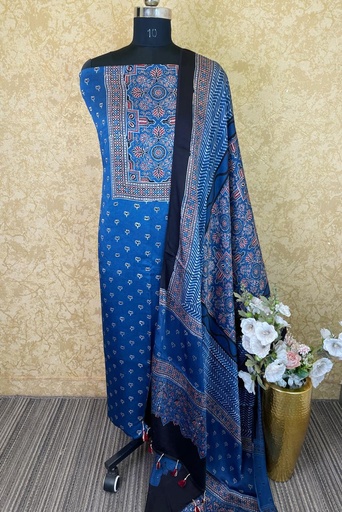 [SUAZ4950] Ajrakh Modal Silk Top and Dupatta Set 5048