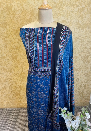 [SUAZ4950] Ajrakh Modal Silk Top and Dupatta Set 5048