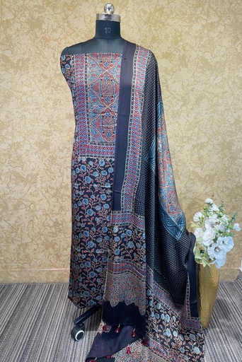 [SUAZ4950] Ajrakh Modal Silk Top and Dupatta Set 5048