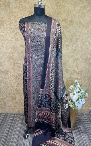 [SUAZ4950] Ajrakh Modal Silk Top and Dupatta Set 5048