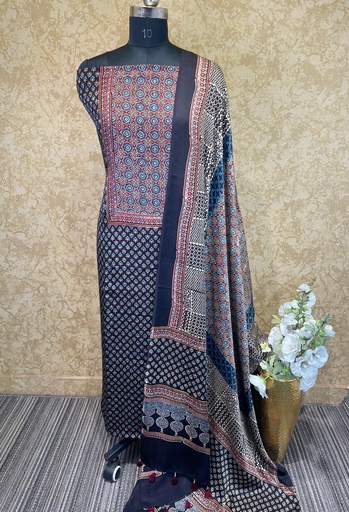 [SUAZ4950] Ajrakh Modal Silk Top and Dupatta Set 5048