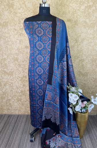 [SUAZ4950] Ajrakh Modal Silk Top and Dupatta Set 5048