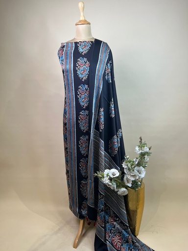 [SUAZ4950] Ajrakh Modal Silk Top and Dupatta Set 5048
