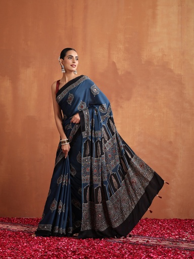 [SAMLK28500] Designer Ajrakh Modal Saree 5036