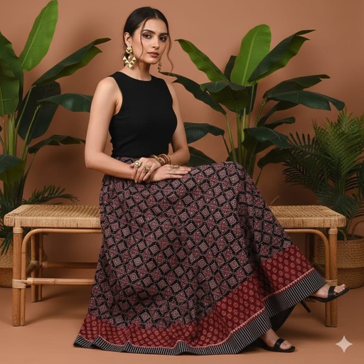 [KUKH2150] Ajrakh Cotton Skirts 4556