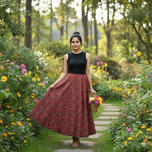 [KUKH2150] Ajrakh Cotton Skirts 4556