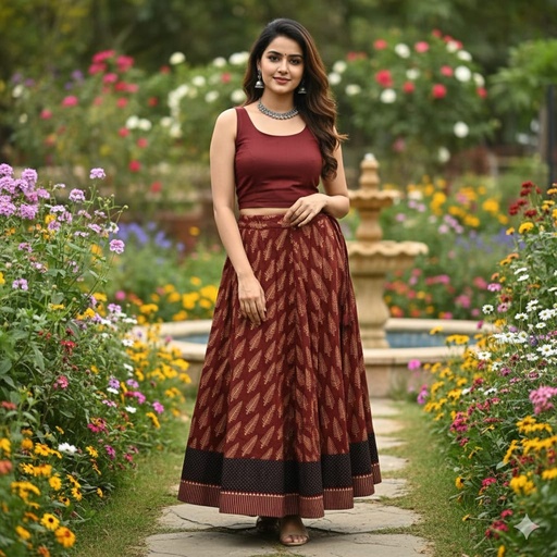 [KUKH2150] Ajrakh Cotton Skirts 4556