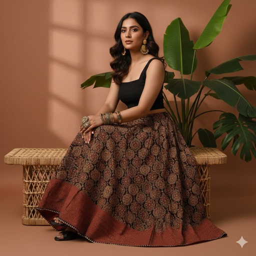 [KUKH2150] Ajrakh Cotton Skirts 4556