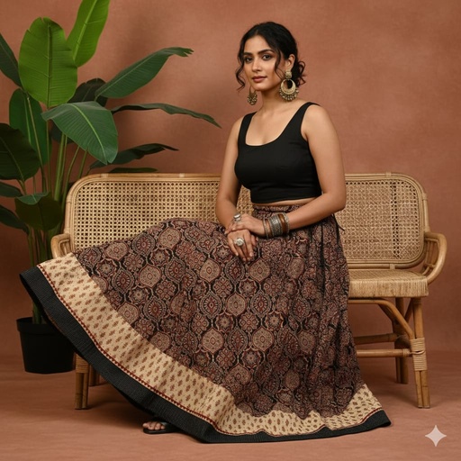 [KUKH2150] Ajrakh Cotton Skirts 4556
