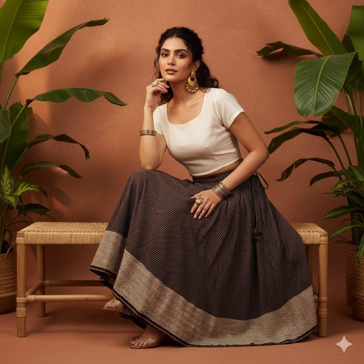 [KUKH2150] Ajrakh Cotton Skirts 4556