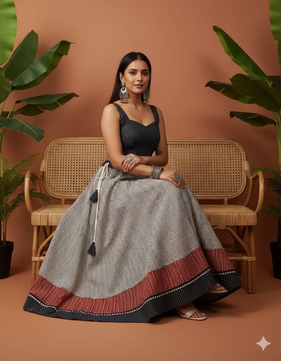 [KUKH2150] Ajrakh Cotton Skirts 4556