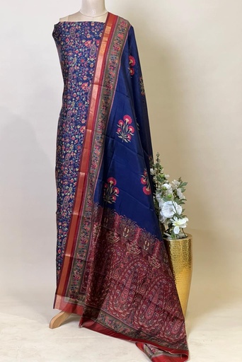 [SUKK2750] Maheshwari Silk Suits 5025 Blue Red