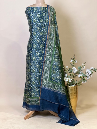 [SUKK4950] Maheshwari Silk Suits 5025 Green Blue