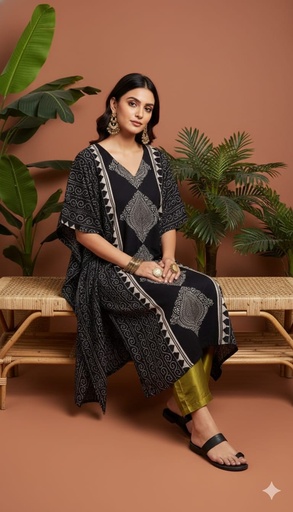 [KAKH2150] Ajrakh Cotton Kaftans 4802